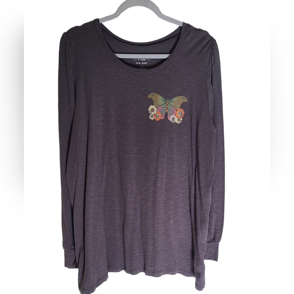 Torrid Super Soft crew neck top w/ puff sleeves sz 3x.